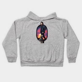 John Wick and His Trusty Dog Sunset Movie Kids Hoodie